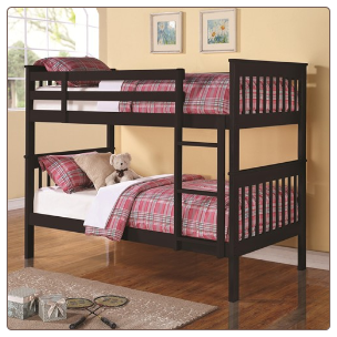 Twin Over Twin Bunk Bed with Full Length Guard Rails