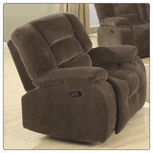 Casual Rocker Recliner in Soft Brown Upholstery