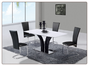 D161DT Dining Set 5Pc w/457DC Black Chairs by Global Furniture