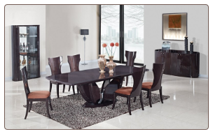 Global Furniture Wenge Finish Wood Dining Table and 6 Chairs D52-WENGE/DC