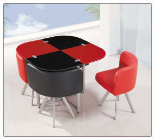 Global Furniture Modular Red and Black Table Set with 4 Chairs D536DT/R/BL/5PC
