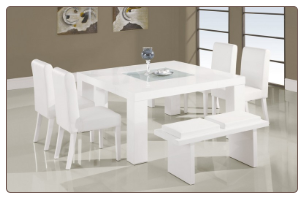 7- Pc White Dining Table Set DG020DT-WH, DG020DC-WH, DG020BN-WH By Global Furniture