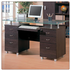 Decarie Glass Top Contemporary Double Pedestal Desk by Coaster