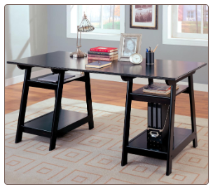 Desks Casual Double Pedestal Desk with Open Shelves by Coaster