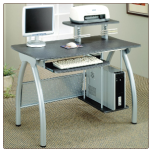 Desks Contemporary Computer Desk with Keyboard Tray and Computer Storage by Coaster