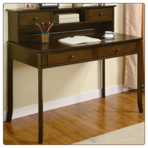 Desks Classic Writing Desk with Small Storage Hutch by Coaster