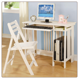 Desks Casual Folding Computer Desk with Keyboard Tray and Chair by Coaster