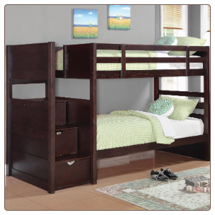 Twin Bunk Bed with Stairs