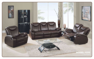 Global  -  Dark Brown Leather Covered Reclining Living Room Set