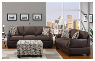 poundex  Bobkona living room set  - Chocolate Microfiber