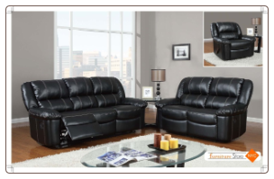 U1078 Global Furniture USA Black Microfiber Reclining Sofa and Loveseat