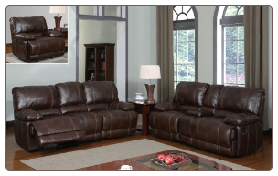 Brown Bonded Leather 2 PC Reclining Sofa Set with Decorative Stitching (Sofa, Loveseat and Recliner)