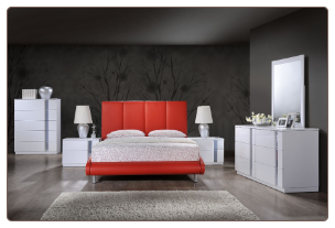 Global Furniture Jody/8272 4-Piece Bedroom Set in Red/White