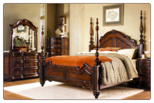 Traditionally Styled Dark Color Bedroom Set with Poster Bed, 'Prenzo' Collection by Homelegance.