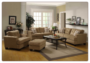 Classic camel tone Living Room Set with Deep Cushion Seats and Back, 'Maya' Collection by Homelegance.