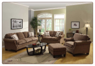Contemporary Light Fabric Living Room Set with Cushion Seating, Back and Arms, 'Tux' Collection by Homelegance.