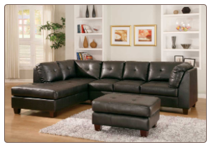 Dark Color Bonded Leather Sectional with Deep Cushion Seating, 'Morgan' Collection by Homelegance.