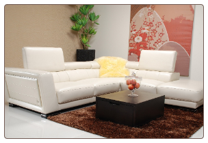 J & M Furniture Modern Beige Leather Sofa Sectional - 5166