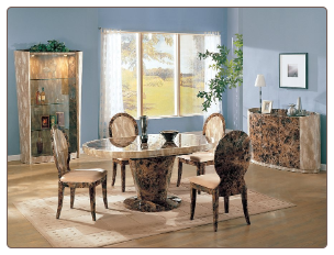 Luxor  -  Table + 4 Chairs by American Eagle High-Gloss Two-Toned  Dinning Room Set.