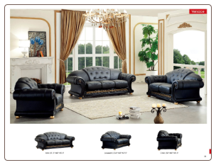 ESF  -  VERSACHI BLACK  ITALIAN LEATHER 3 PCS LIVING ROOM SET WITH RHINESTONES (SOFA, LOVESEAT AND CHAIR) BY ESF FURNITURE