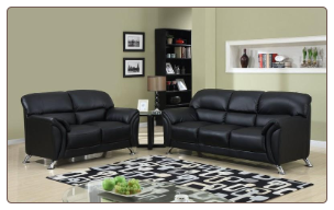 Global Furniture USA  Global Furniture USA Living Room Set in , Black/Chrome Legs - U9103-BL