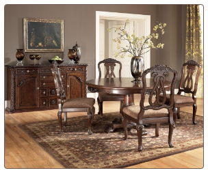 North Shore  -Round Pedestal Table Top  & Side Chair Signature Design by Ashley Furniture