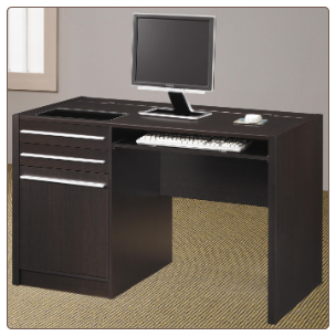Ontario Contemporary Single Pedestal Computer Desk with Charging Station by Coaster