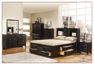 Omega - Walnut  Finished Bedroom Set with Storage Bed by Empire Design Furnitures