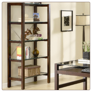 Skillman Contemporary Bookcase with 5 Glass Shelves by Coaster