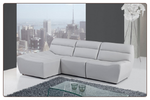 U3730 Sectional in Grey Bonded Leather by Global Furniture USA