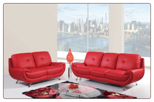 Bonded Leather 2 PC Sofa Set with Tufted Backs (Sofa and Loveseat)