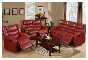 Poundex Modern Red Bonded Leather Reclining Motion Loveseat F6657