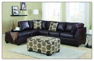 POUNDEX Furniture - Avalon Dark Mahogany Leather Sectional Sofa - F7461