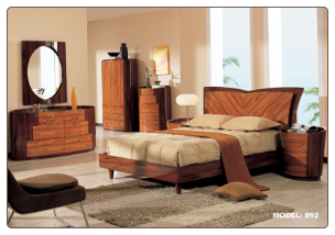 King - Two-Tone Wooden Bedroom Group with Oval Shaped Casegoods by Global USA