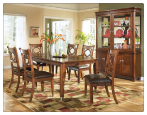Amanda - Transitionally styled dark brown finished convenient weaved trim Dining Room Set by Global USA
