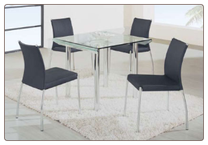 Convenient Compact Dinette with Square Clear Glass Top Table Set by Global Furnither USA