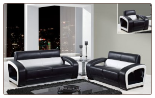 Global Furniture Black and White Modern Leather Sofa and Loveseat UA199-BL/WH2PC