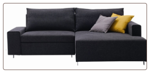 J & M Sofa Bed Sectional with Chaise, Charcoal Fabric - K51