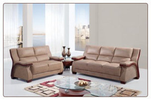 Bonded Leather 3 PC Sofa Set with Decorative Wood Trim on Arms (Sofa, Loveseat and Chair)