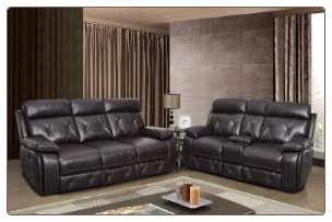 U2133 Reclining Living Room Set in Walnut Leather Gel