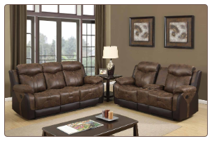 U2015 Reclining Living Room Set in Brown Polish Fabric