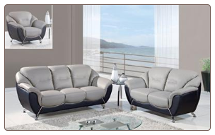 Two-Tone Grey and Black 3 PC Sofa Set (Sofa, Loveseat and Chair)