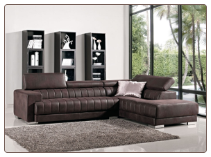 J & M Turino Contemporary Sofa Sectional - Chocolate Brown Fabric