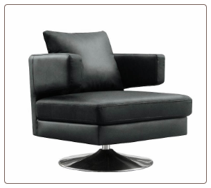 Chocolate /Black/ White Leather Sloped Back Swivel Chair, J&M