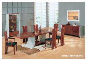 Rosa -    	Mahogany and Silver Finished Dining Room Set By Global Furniture USA