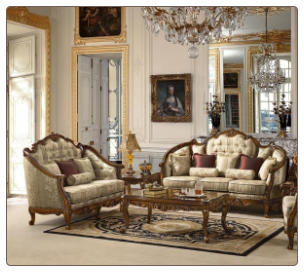 Traditional European Design Formal Living Room Sofa Set w/ Carved Wood Accents MCHD-15