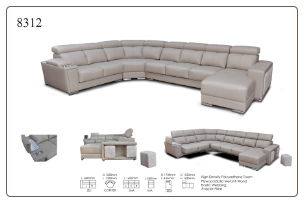 ESF  - 8312 SECTIONAL W/SLIDING SEATS (LEFT OR RIGHT) Leather Sectional by ESF