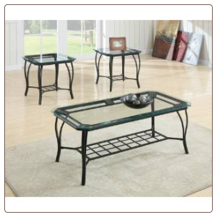 Coaster Furniture 701568 Set of 3 Tempered Glass Top Occasional Tables